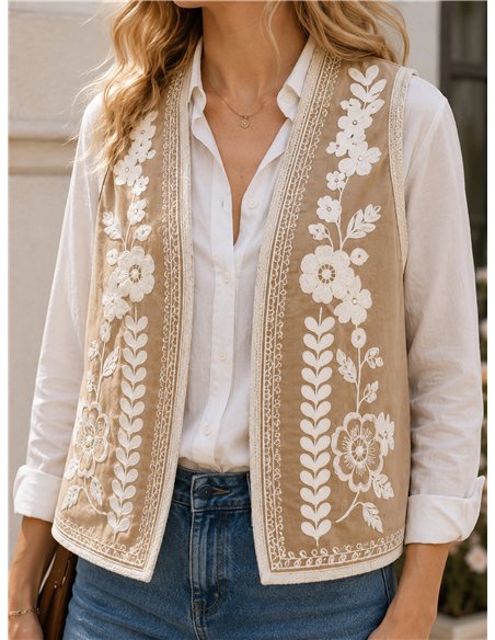 Chaleco bordado floral