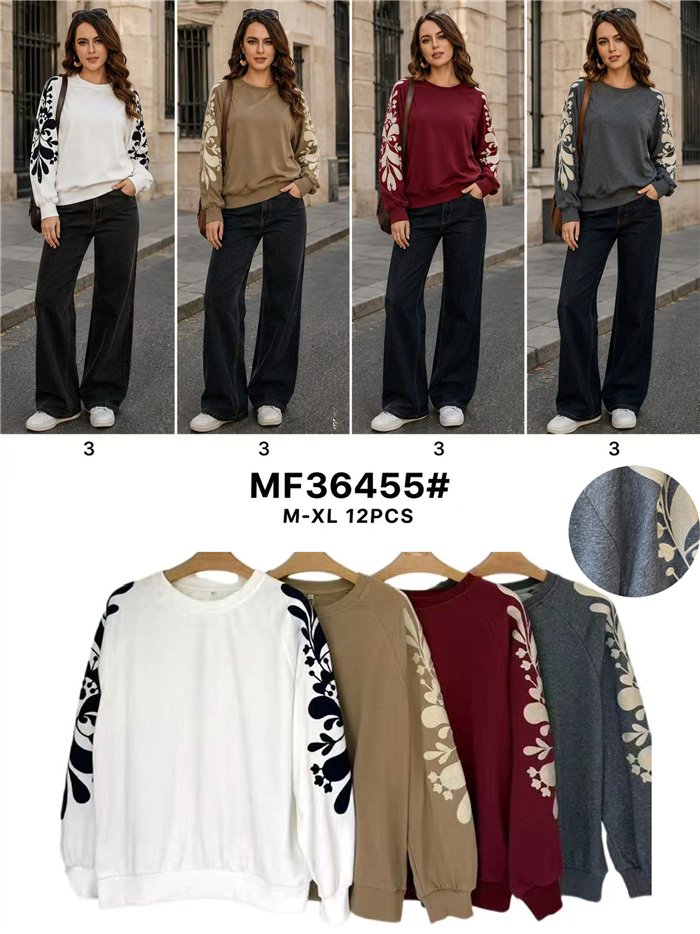 Sudadera manga bordada