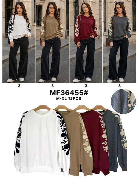 Sudadera manga bordada