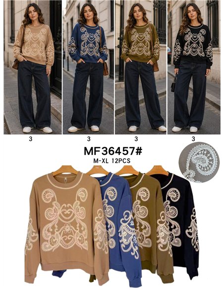 Sweat-shirt à broderies ornementales