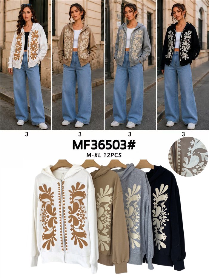 Sudadera capucha bordada