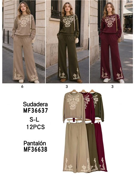 Pantalón wide leg bordado