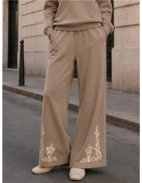 Pantalón wide leg bordado
