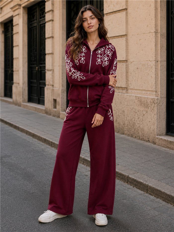 Pantalón wide leg bordado