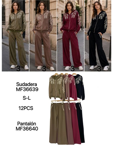 Pantalón wide leg bordado