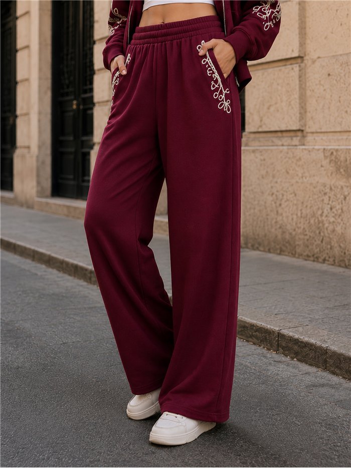 Pantalón wide leg bordado