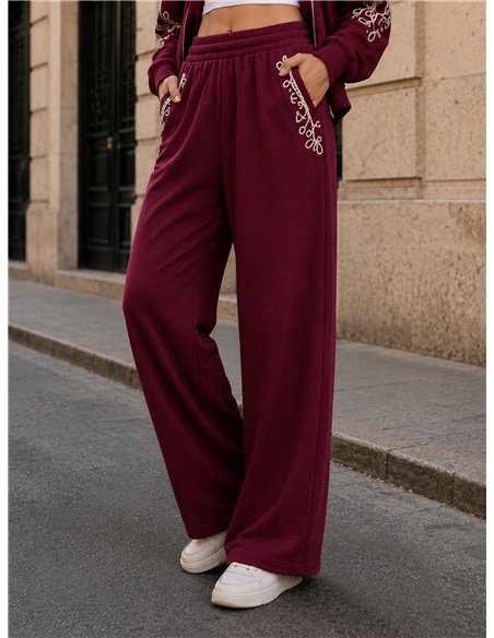 Pantalón wide leg bordado
