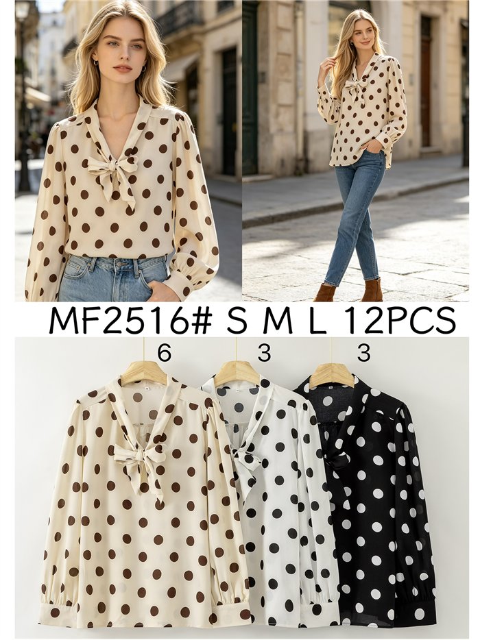 Blusa lunares con lazada