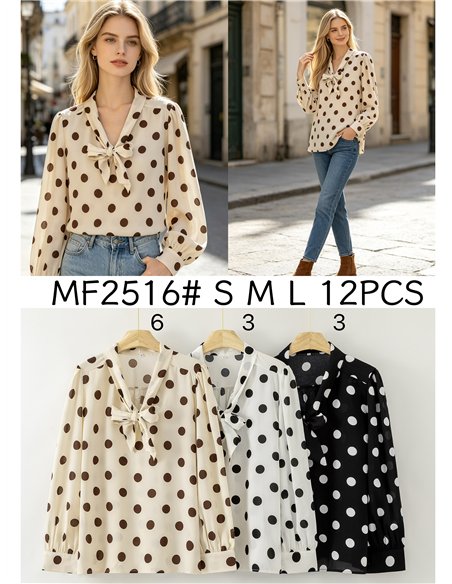 Blusa lunares con lazada