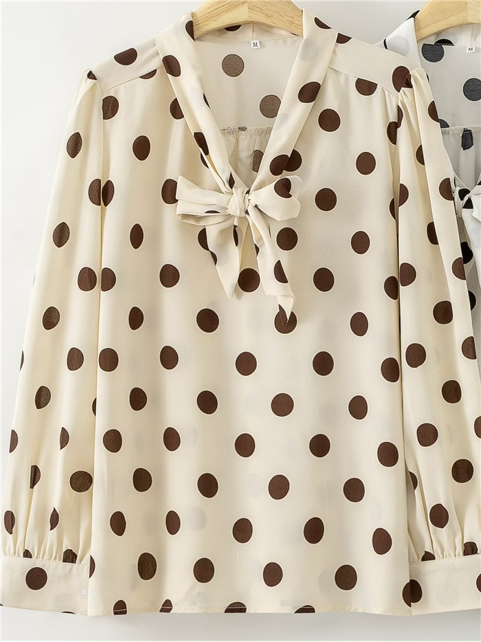 Blusa lunares con lazada