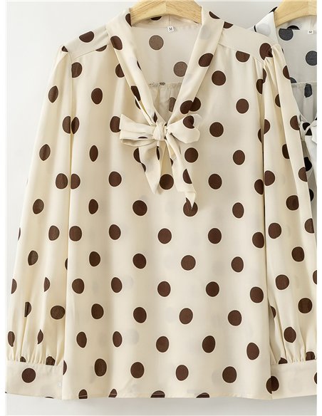 Blusa lunares con lazada
