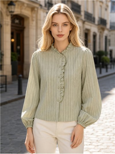Striped ruffle blouse
