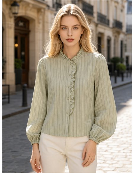 Striped ruffle blouse