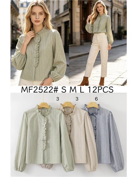Striped ruffle blouse