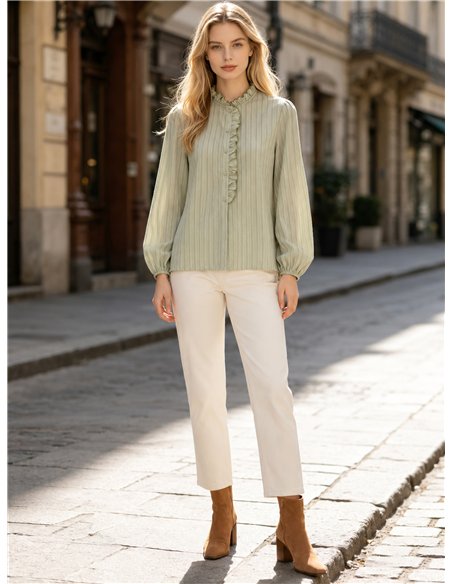 Striped ruffle blouse