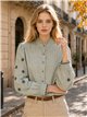 Blusa rayas con bordado en manga