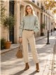 Blusa rayas con bordado en manga