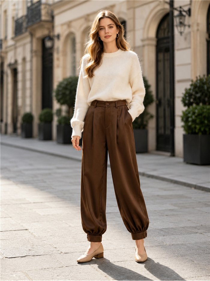 Pantalón bombacho con pinzas