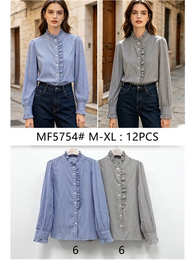 Blusa rayas con volante lateral 2