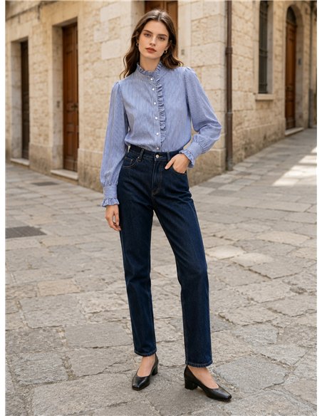 Blusa rayas con volante lateral