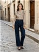 Blusa cuadros con volante amplio