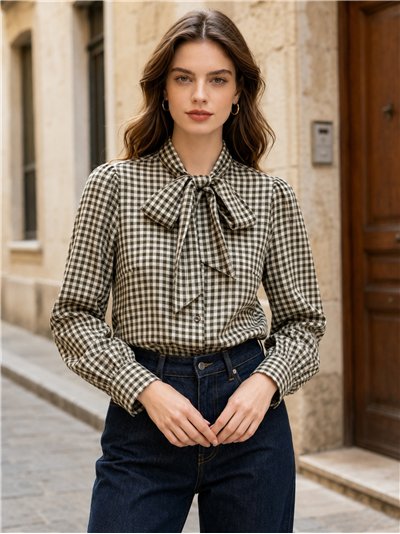 Blusa cuadros vichy con lazada