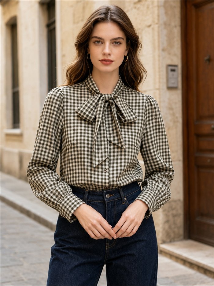 Blusa cuadros vichy con lazada