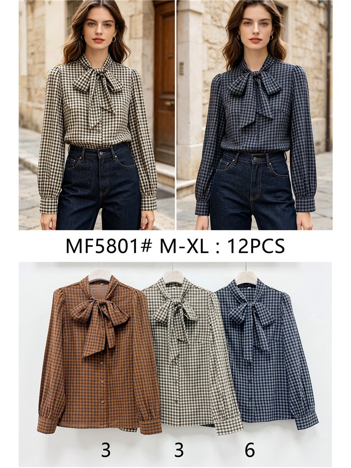 Blusa cuadros vichy con lazada