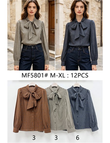 Blusa cuadros vichy con lazada