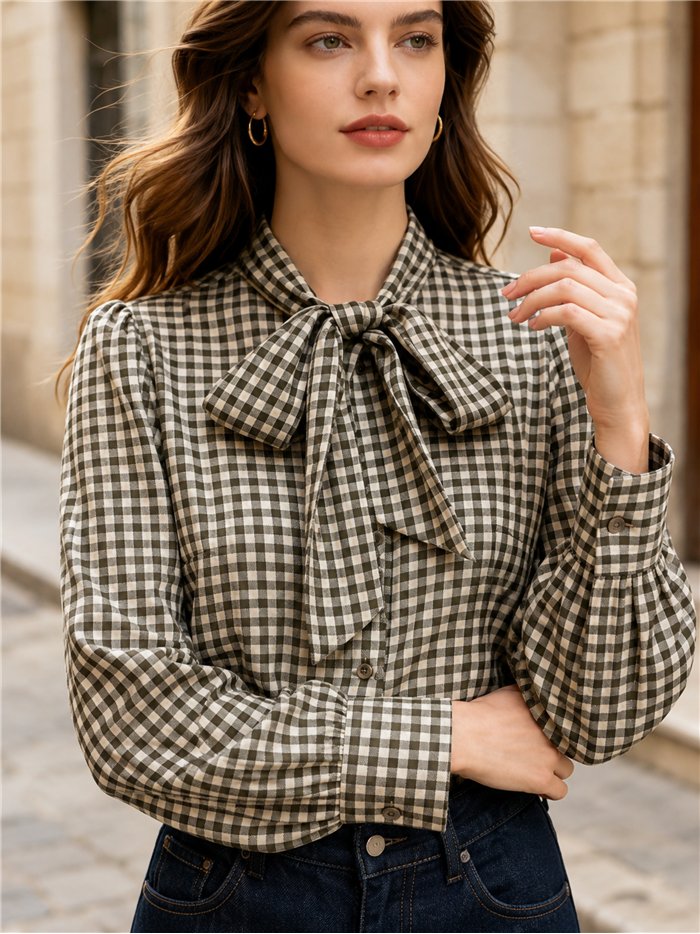 Blusa cuadros vichy con lazada