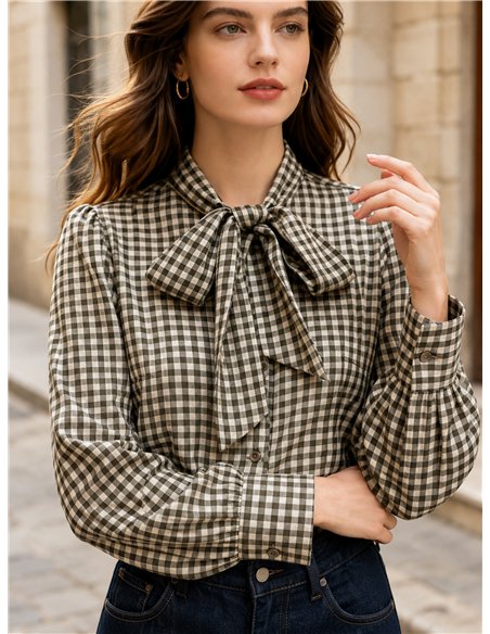 Blusa cuadros vichy con lazada