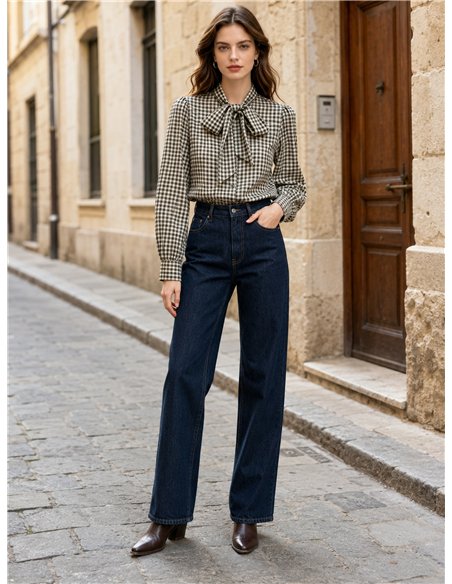 Blusa cuadros vichy con lazada