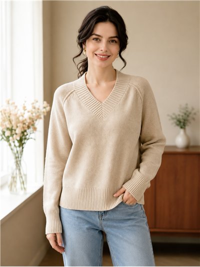 Jersey de punto con cuello pico
