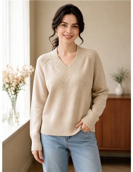 Jersey de punto con cuello pico