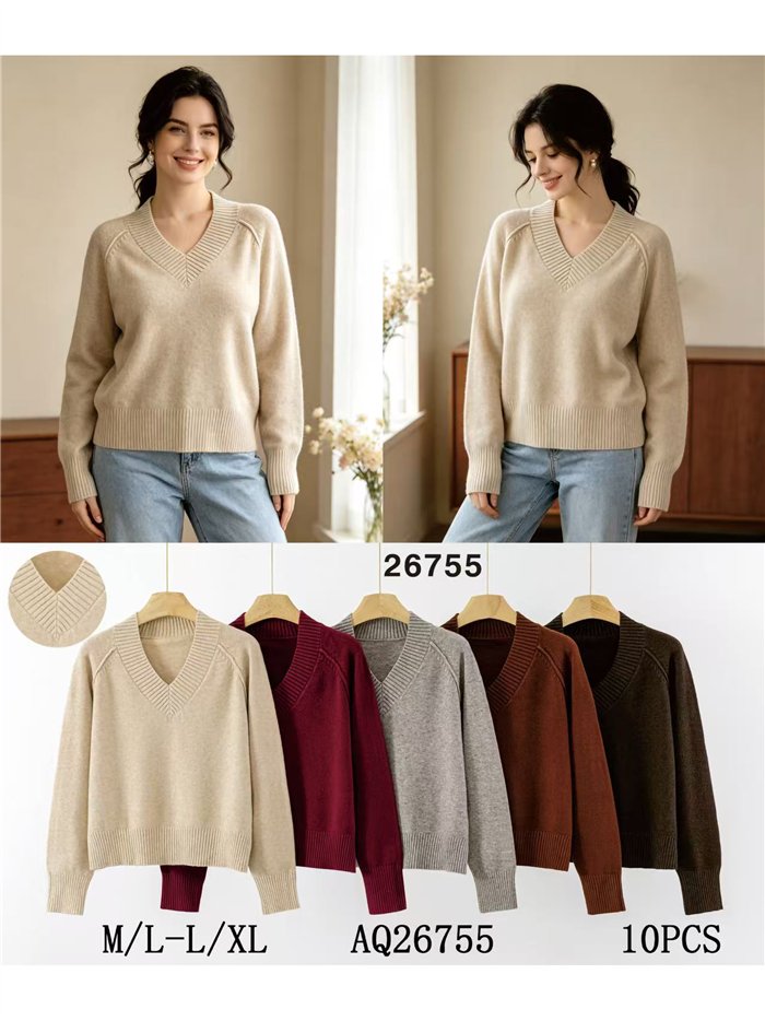 Jersey de punto con cuello pico