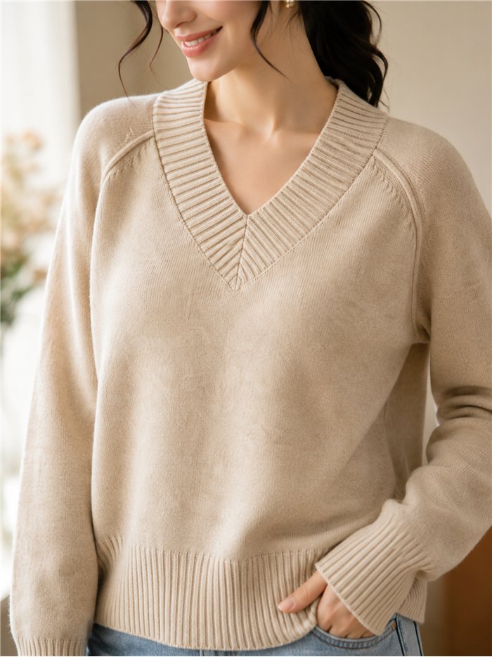 Jersey de punto con cuello pico