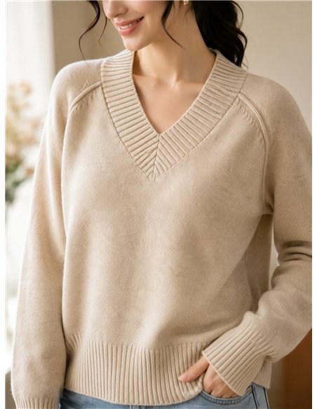 Jersey de punto con cuello pico