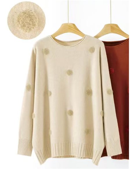 Jersey amplio de punto con pompones