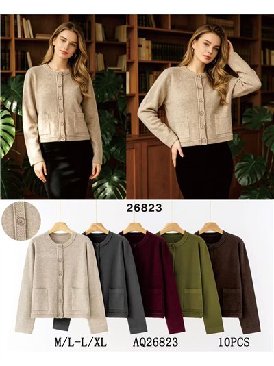 Chaqueta de punto cenefa trenzada con bolsillos 2