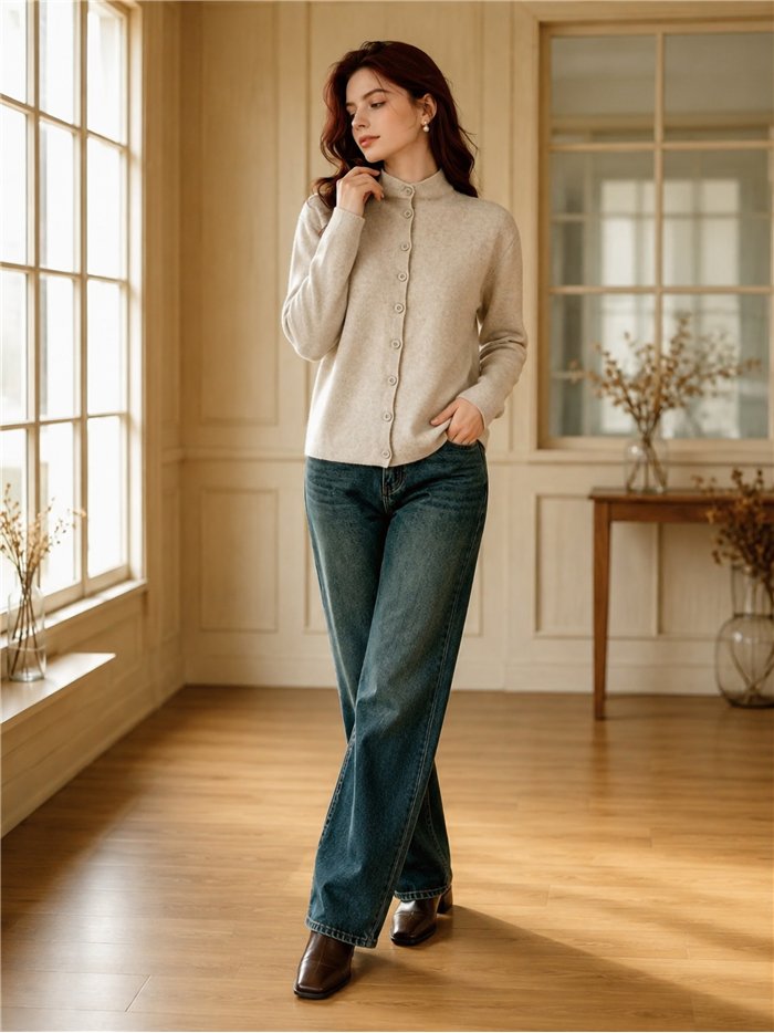 Chaqueta de punto con cuello alto