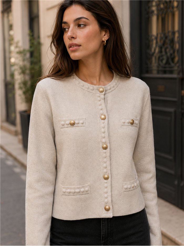 Gold button knit jacket