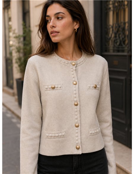 Gold button knit jacket