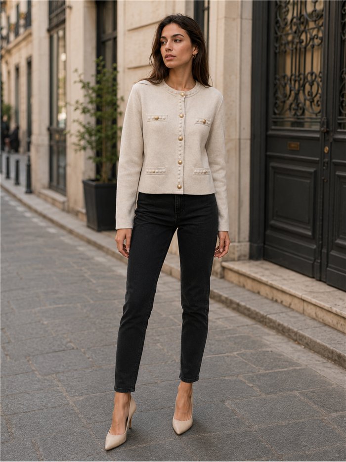 Gold button knit jacket