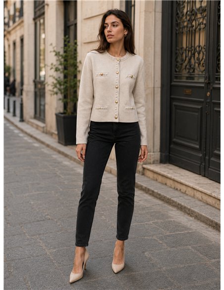 Gold button knit jacket