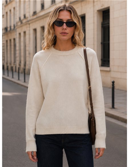 Jersey amplio detalle ribete con pelo