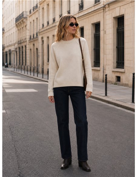 Jersey amplio detalle ribete con pelo