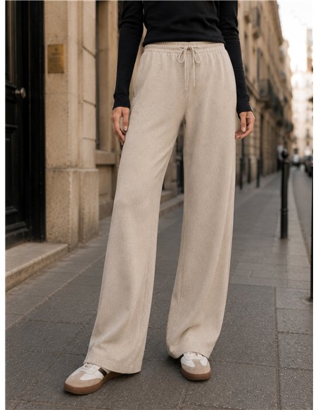 Pantaloni in maglia a gamba larga con coulisse