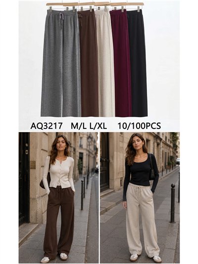 Pantalón wide leg de punto con cordón 2