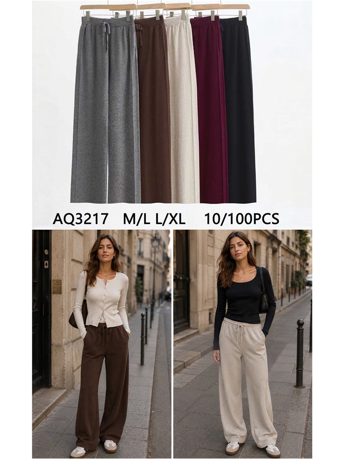 Pantaloni in maglia a gamba larga con coulisse