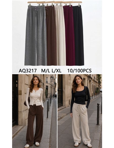 Pantaloni in maglia a gamba larga con coulisse